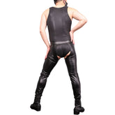Tight Crotchless PU Leather Pants